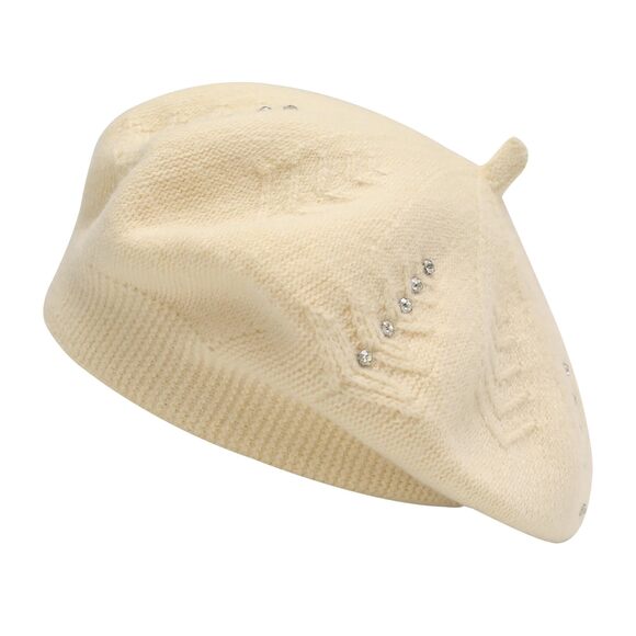 1161 French Beret Hat, Reversible Solid Color Cashmere Knit Warm Beret Cap main image 4